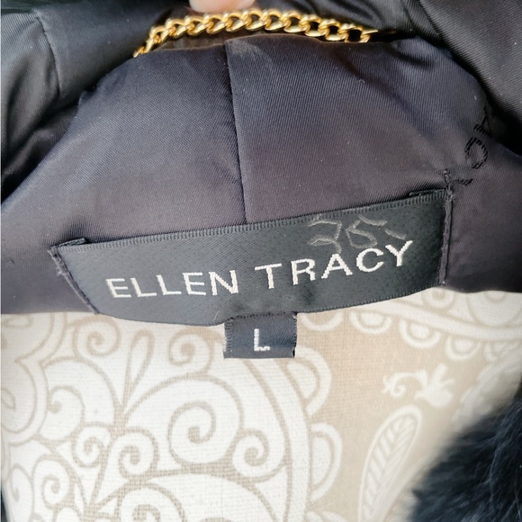 ✨ Ellen Tracy Genuine Leather Coat w/ Real Fox Fur Hood Women’s Large PRISTINE ✨ - Picture 9 of 13